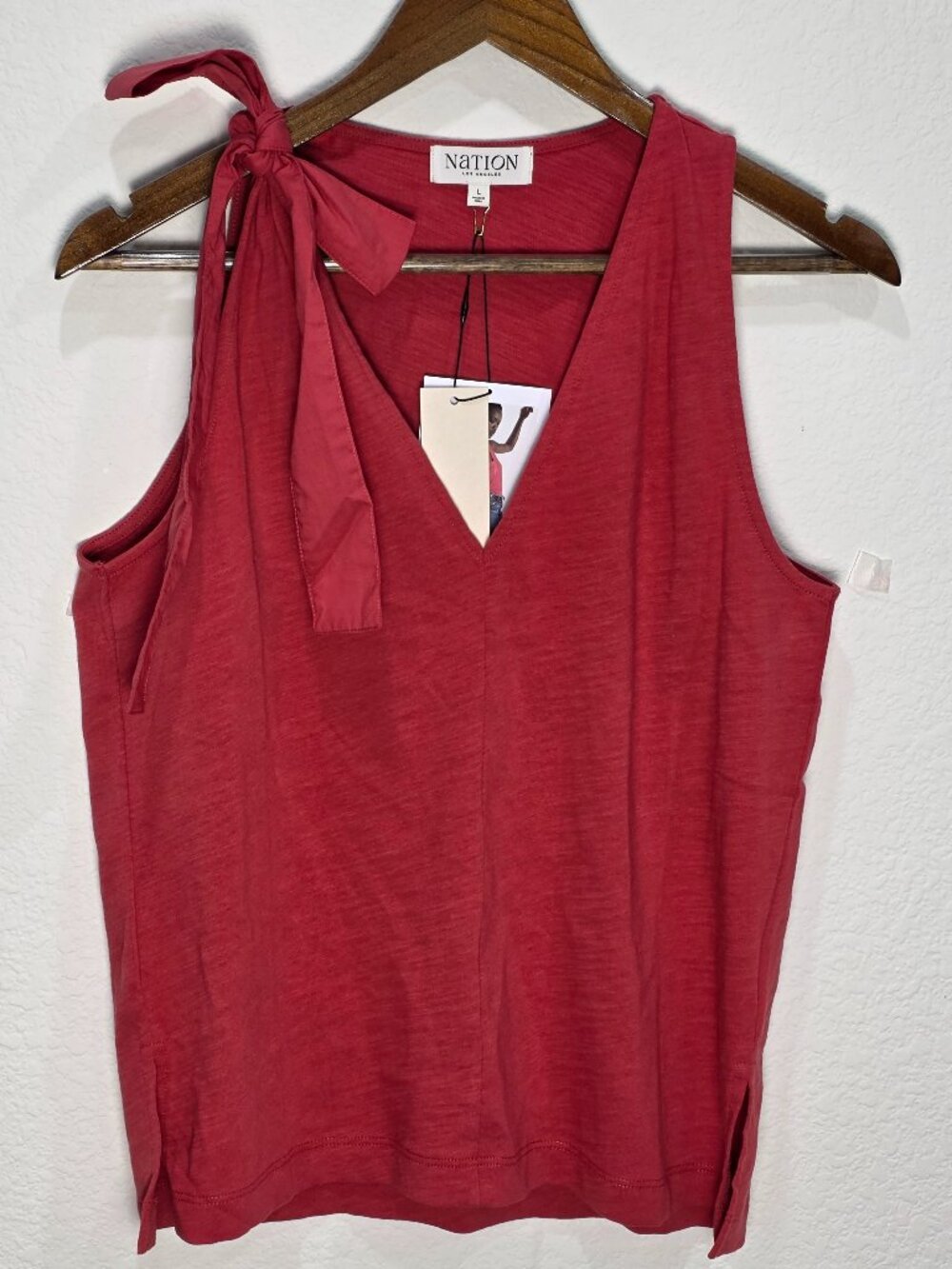Nation LTD Daniella Tie Shoulder Red Tank Top NWT L